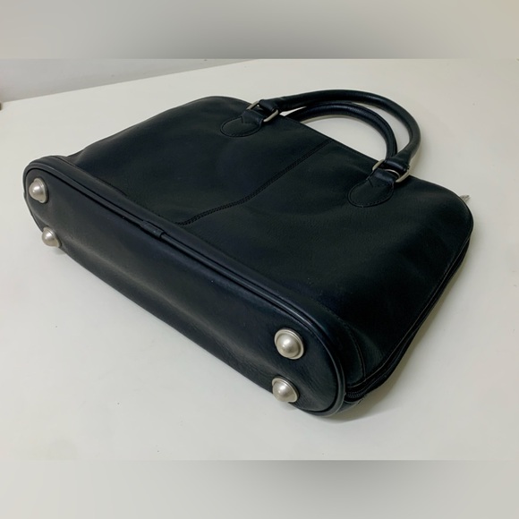 Black Leather Dilana Executive Series Laptop Briefcase Messenger Bag Brand New - Picture 13 of 16